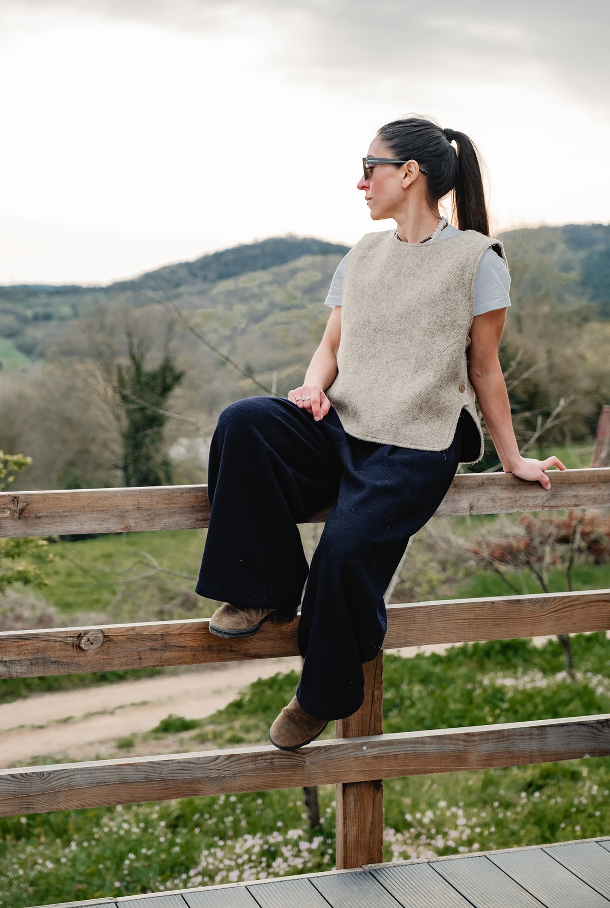 ABA Gilet en Feutre Wrap - Sable
