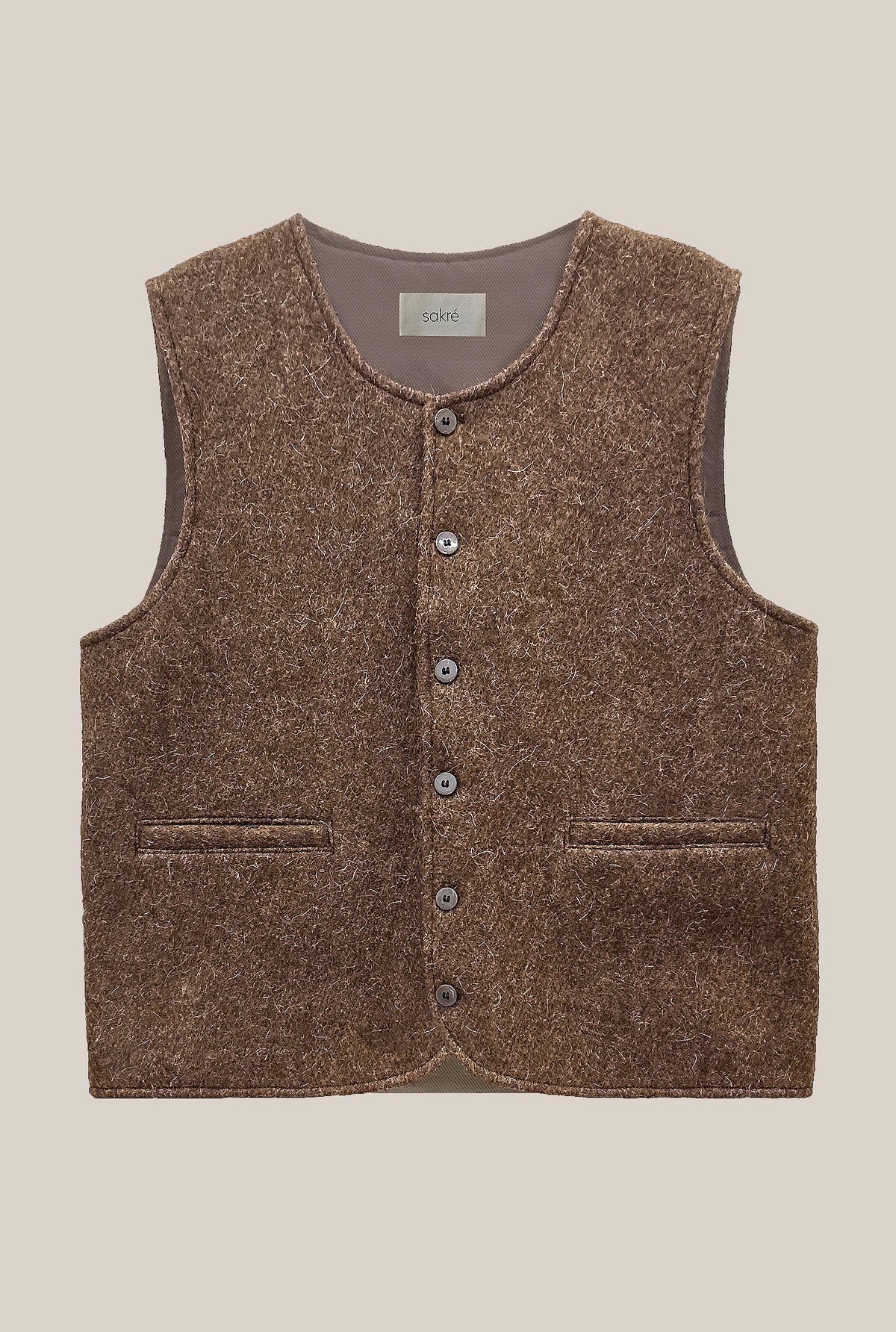 Gilet en feutre ABA Long - Brun profond