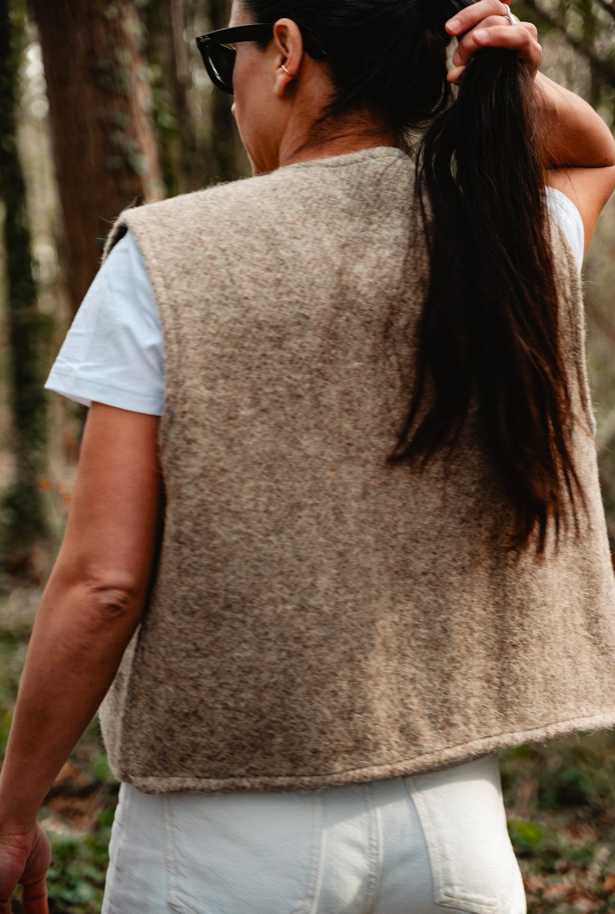 ABA Felt Vest Crop - Sand