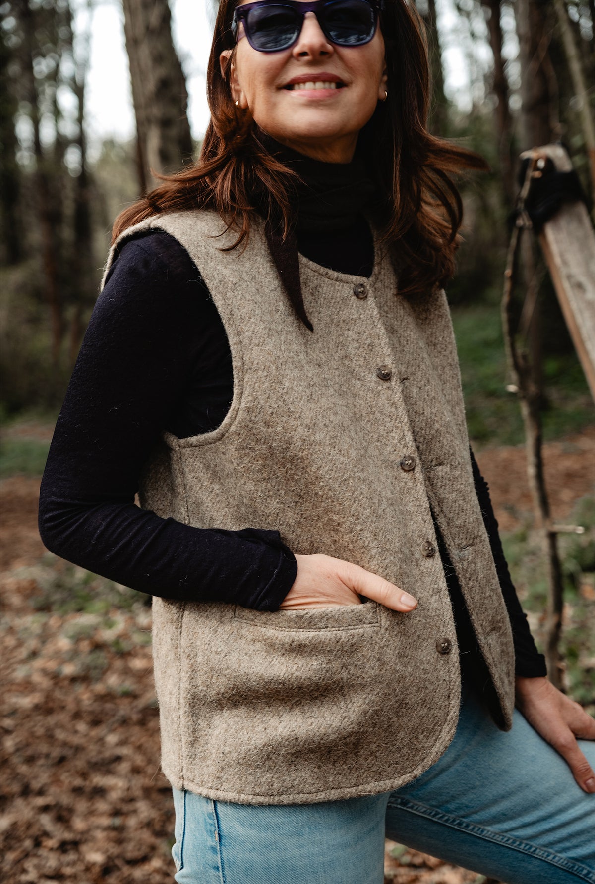ABA Felt Vest Extended - Sand